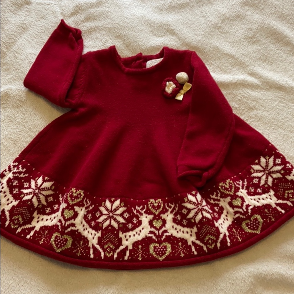 SALE 3/$12 Holliday Sweater Dress 12 Month Girl